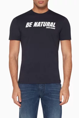 Shop Armani Exchange Blue Navy Slogan Print T-Shirt for MEN | Ounass UAE