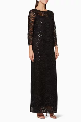 Shop Emporio Armani Black Sequined Waves Evening Dress for WOMEN | Ounass  Bahrain