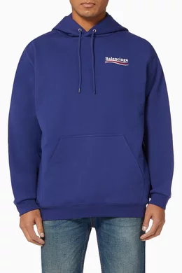 balenciaga blue campaign logo hoodie