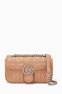 wenkbrauw teugels stormloop Shop Gucci Neutral GG Marmont Mini Shoulder Bag in Matelassé Leather for  WOMEN | Ounass Saudi Arabia