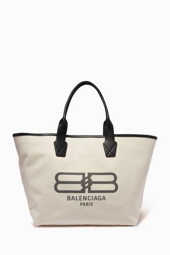 Shop Balenciaga Black BB Paris Icon Jumbo Large Tote Bag in Cotton 