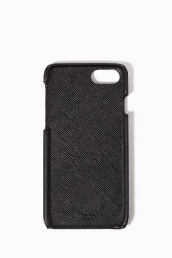 hover state of Black & Silver Saffiano Robot Heart iPhone® Case
