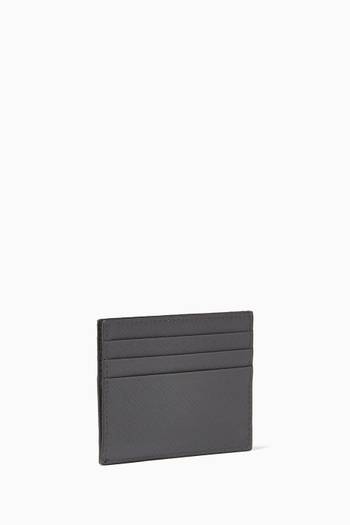 hover state of Metal Logo Card Holder in Saffiano Leather     