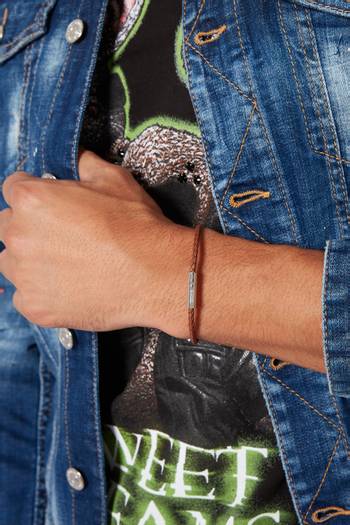 hover state of Gianni Sterling Silver & Woven Leather Bracelet          