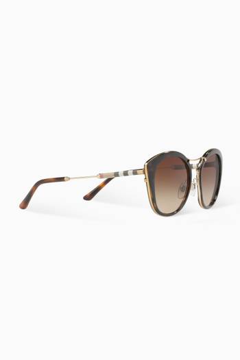 hover state of Icon Stripe Detail Cat-Eye Sunglasses     