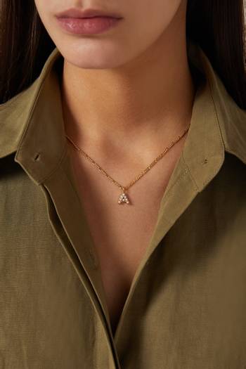 hover state of Pearl Alphabet Pendant on the Figaro Chain in Yellow Gold Vermeil    