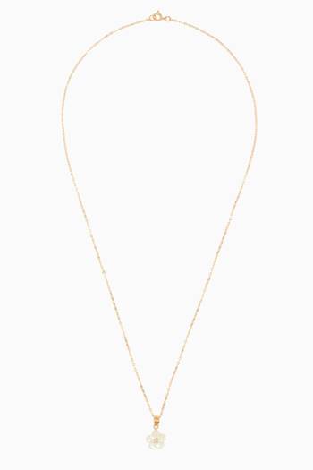 hover state of Floral Diamond Pendant Necklace in 18ky Yellow Gold 