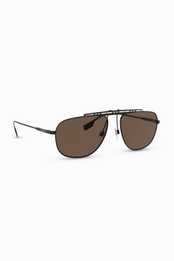 hover state of Icon Stripe Detail Pilot Sunglasses
