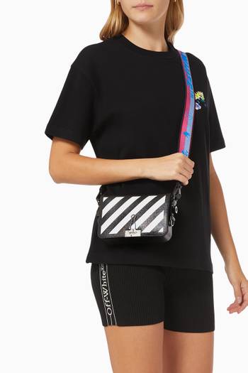 hover state of Diagonal Stripe Mini Flap Bag in Leather   