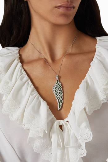 hover state of Wings Lace Pendant Necklace in 18kt White Gold