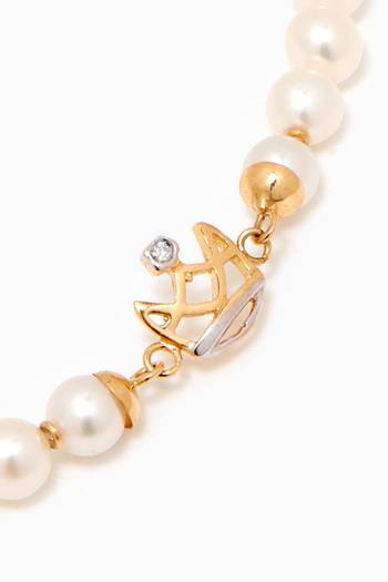 hover state of My Princess Pearl Bracelet with Diamond in 18kt Gold & Rhodium       