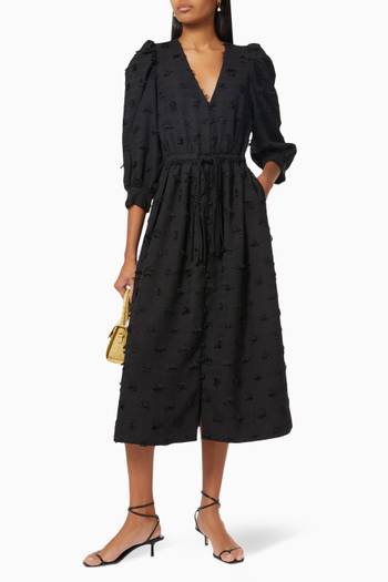 hover state of Rika Textured Midi Dress in Crepe  