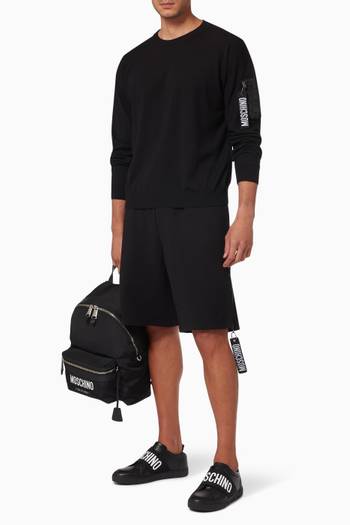 hover state of Zip Logo Shorts in Cotton   