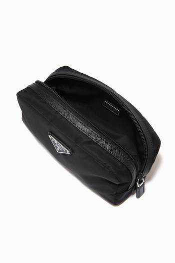 hover state of Triangle Logo Toiletry Bag in Re-Nylon & Saffiano Leather     