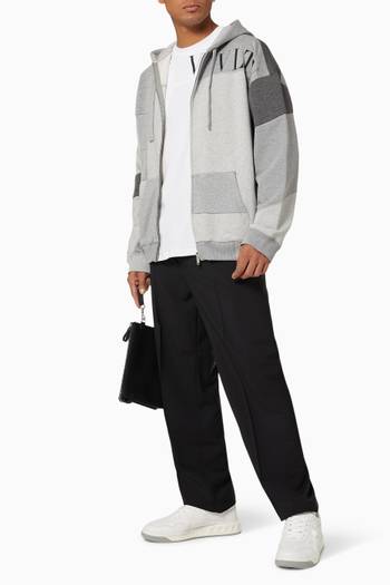 hover state of VLTN Patchwork Hoodie in Cotton Jersey 