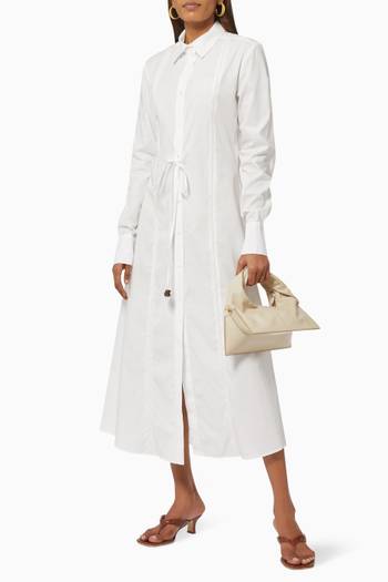 hover state of Glen Ladder Stitch Shirt Dress in Cotton  