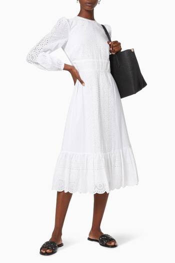 hover state of Eyelet Embroidery Midi Dress in Cotton  