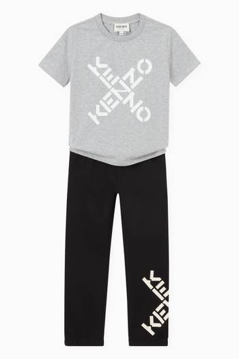 hover state of Cross Logo Print Sweatpants in Cotton Fleece   