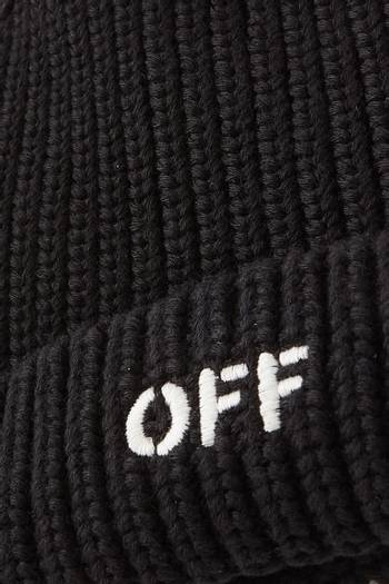 hover state of OFF Beanie in Ribbed Cotton Knit   