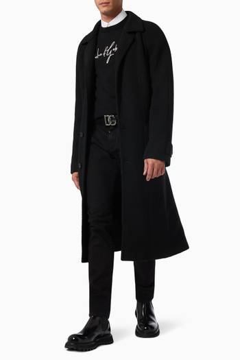 hover state of Single-breasted Coat with Belt in Wool 