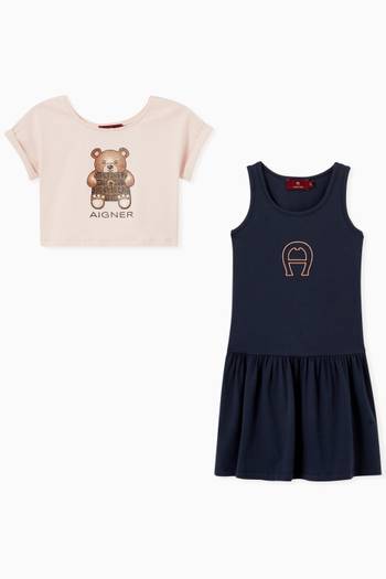 hover state of Logo Dress with Bear T-shirt in Jersey