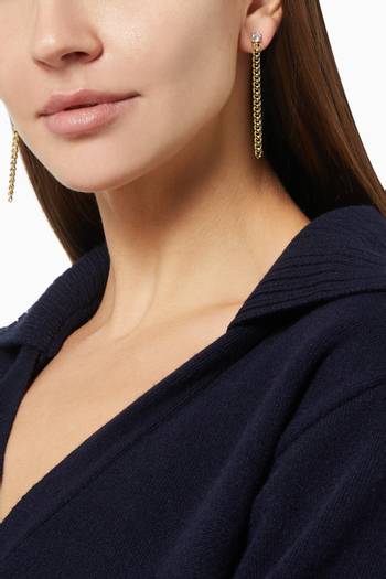 hover state of CZ Dainty Curb Chain Drop Earrings    