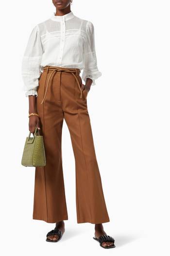 hover state of Reminiscence Flared Pants in Stretch Cotton Blend 
