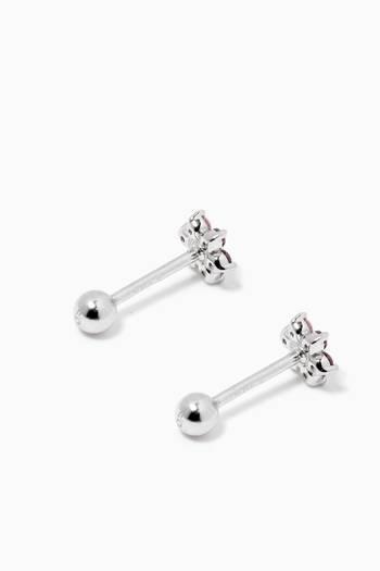 hover state of Rose Peony Stud Earrings in Sterling Silver 