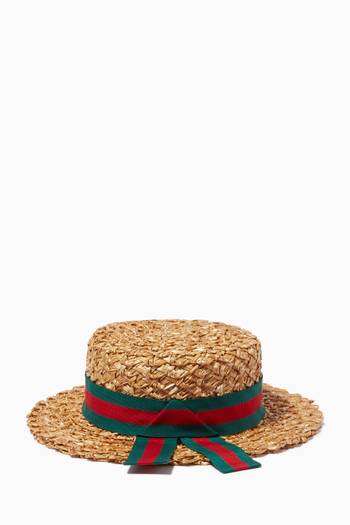 hover state of Web Ribbon Hat in Straw  