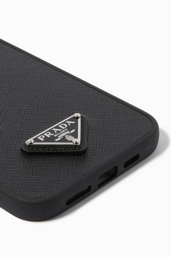hover state of iPhone 12 Max Pro Case in Saffiano Leather    