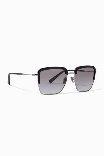hover state of Square Frame Sunglasses in Metal & Acetate 