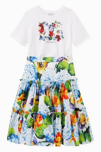 hover state of Hydrangea Print Skirt in Cotton Poplin    