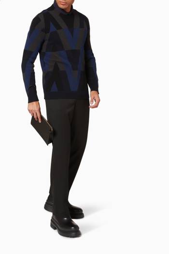 hover state of Optical V Motif Sweater in Wool