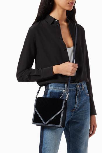 hover state of Alexa Bag in Quilted Velvet & Nappa Leather   