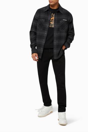 hover state of Outline Arrows Flannel Check Shirt in Cotton   