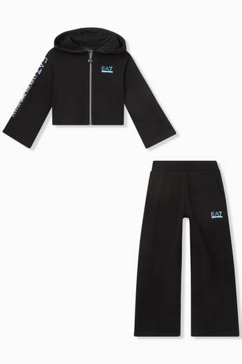 hover state of EA7 Flare Tracksuit in Cotton Jersey