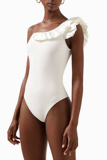 hover state of Peony One Shoulder Swimsuit     