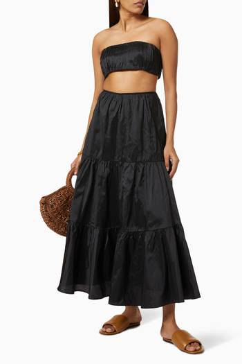 hover state of Isabelle Tiered Midi Skirt in Silk Dupion   