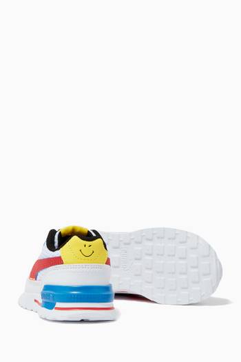 hover state of SMILEYWORLD Graviton Sneakers in Knit Mesh & Leather