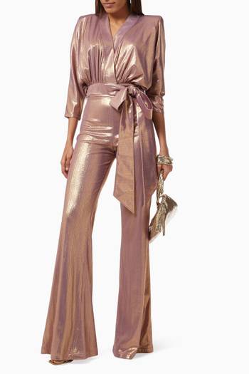 hover state of Picture This Jumpsuit in Metallic Crepe  