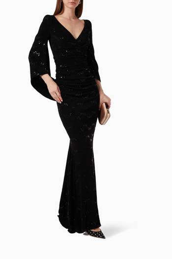 hover state of Sequin Cloque Gown in Jersey   