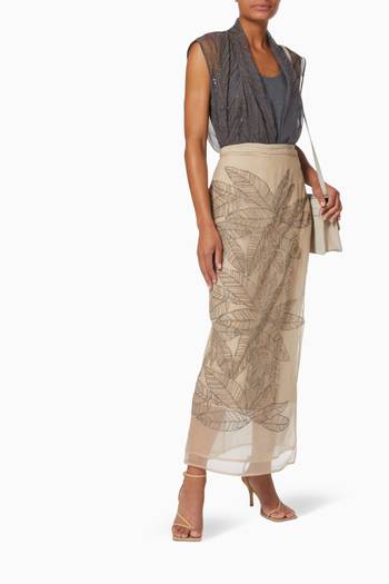 hover state of Beaded Midi Skirt in Silk & Linen