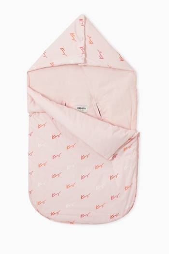hover state of Logo-Print Sleep Bag in Cotton 