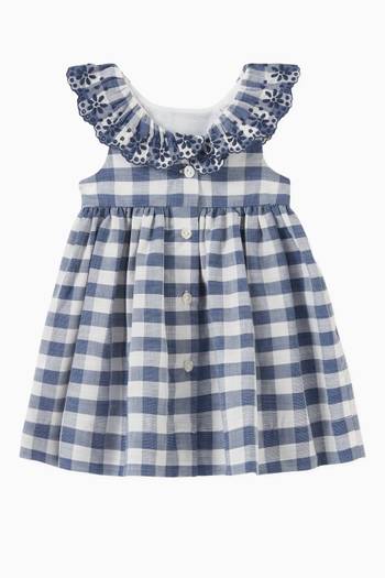 hover state of Gingham Print Pinafore Dress in Cotton 