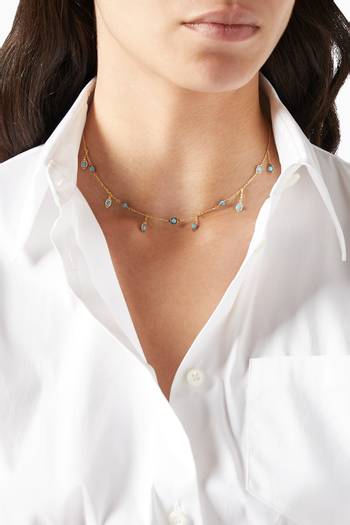 hover state of Drops Choker with Turquoise in 18kt Yellow Gold   