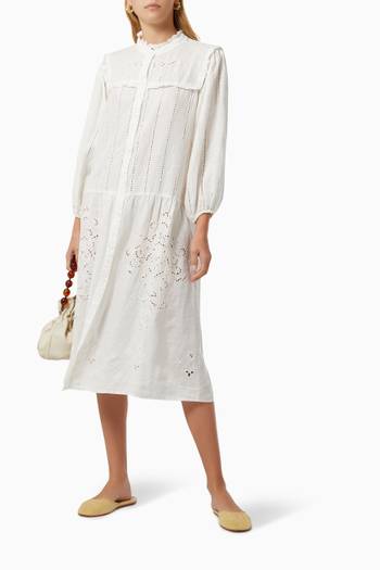 hover state of Embroidered Dress in Linen   