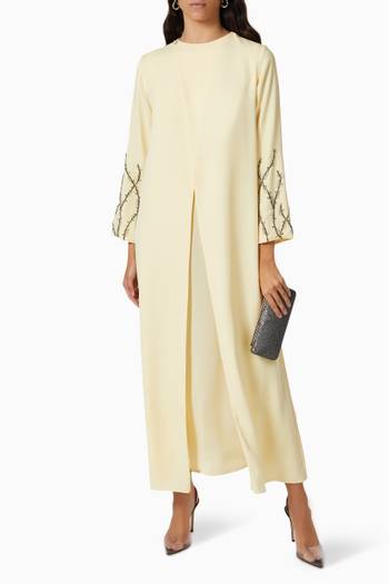 hover state of Overlap Embroidered Kaftan in Crepe 