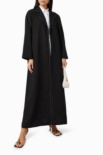 hover state of Jacket Cut Abaya with Top Stitch Detail  