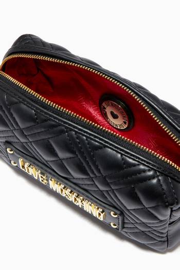 hover state of Makeup Bag in Quilted Faux Leather     