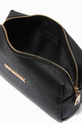 hover state of Makeup Bag in Textured Faux Leather       